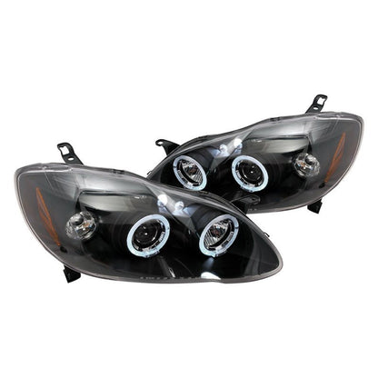 junyan Spec-D 03-08 Toyota Corolla Halo Projector HeadLights -Black