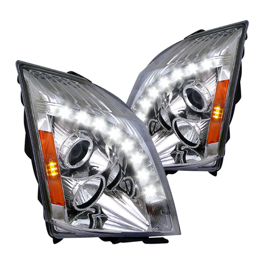 junyan Spec-D 08-14 Cadillac Cts Pro Chrome W Led Stripe Headlights 2lhp-cts08-rs