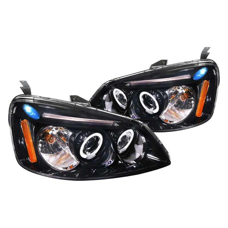 junyan Spec-D 01-03 Honda Civic Projector Glossy Blk W Smk Lens Headlights 2lhp-cv01g-tm