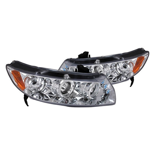 junyan Spec-D 06-08 Honda Civic 2dr Halo Projector HeadLights -Chrome