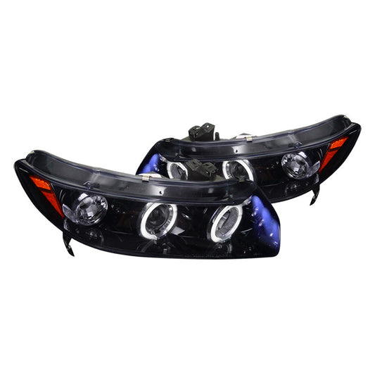 junyan Spec-D 06-11 Honda Civic 2D Projector Glass Black with Smoke lens Headlights 2lhp-cv062g-tm