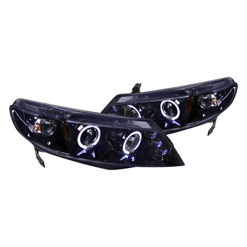 junyan Spec-D 06-11 Honda Civic 4D Projector Glsy Blk W Smoke lens Headlights 2lhp-cv064g-tm