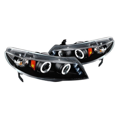 junyan Spec-D 06-11 Honda Civic 4dr Halo Projector HeadLights -Black