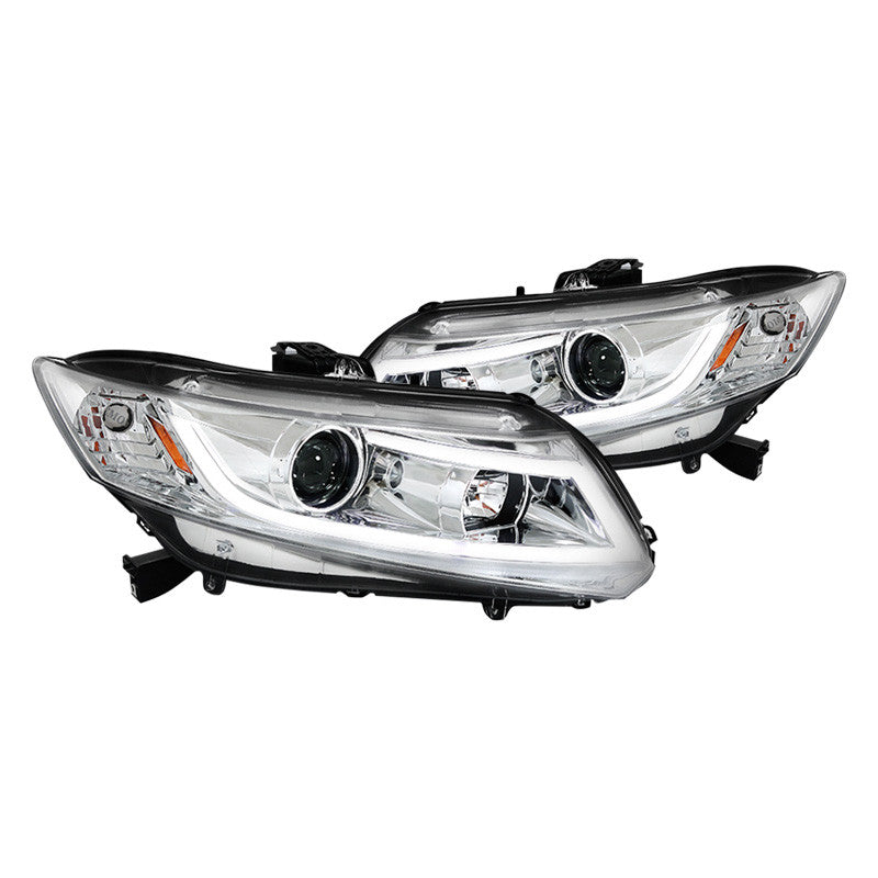 junyan Spec-D 12-14 Honda Civic Projector Chrome W LED Light Bar Headlights 2lhp-cv12-8v2-tm