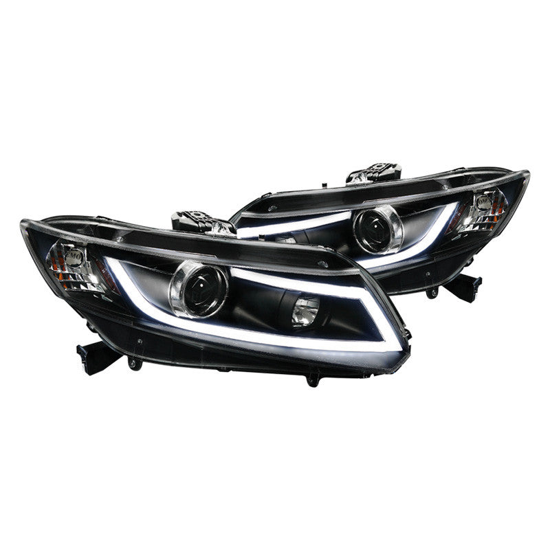 Spec-D 12-14 Honda Civic Projector Black W LED Light Bar Headlights