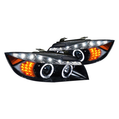 Spec-D 06-08 BMW E90 4D R8 Style Black Headlights Smoked Lens