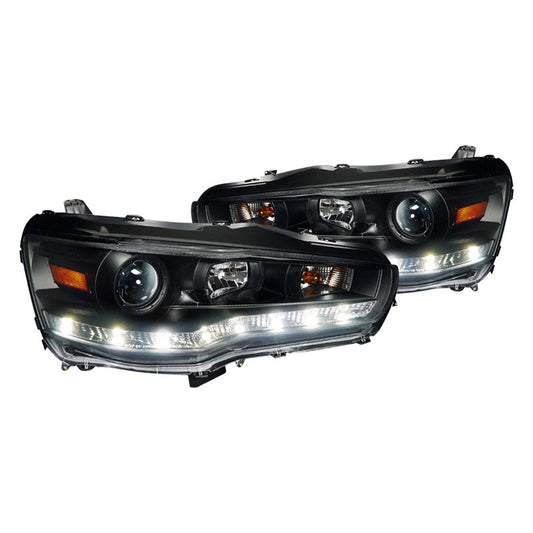 junyan Spec-D 08-12 Mitsubishi Lancer Pro Black LED DRL Headlights 2lhp-evo08jm-8-tm