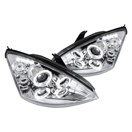 junyan Spec-D 00-04 Ford Focus Halo Projector LED HeadLights -Chrome