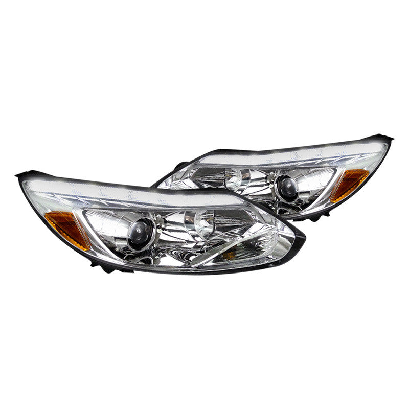 junyan Spec-D 12-Up Ford Focus Projector Chrome W LED DTRL Headlights 2lhp-foc12-tm