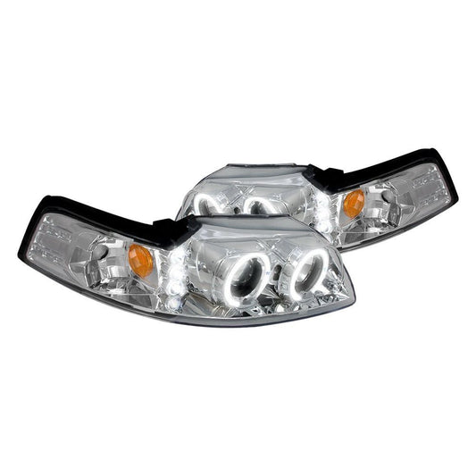 junyan Spec-D 99-04 Ford Mustang Halo Projector HeadLights -Chrome