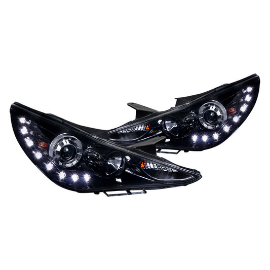 junyan Spec-D 11-14 Hyundai Sonata Proj. GLSY Black W LED DTRL Headlights 2lhp-son11g-tm