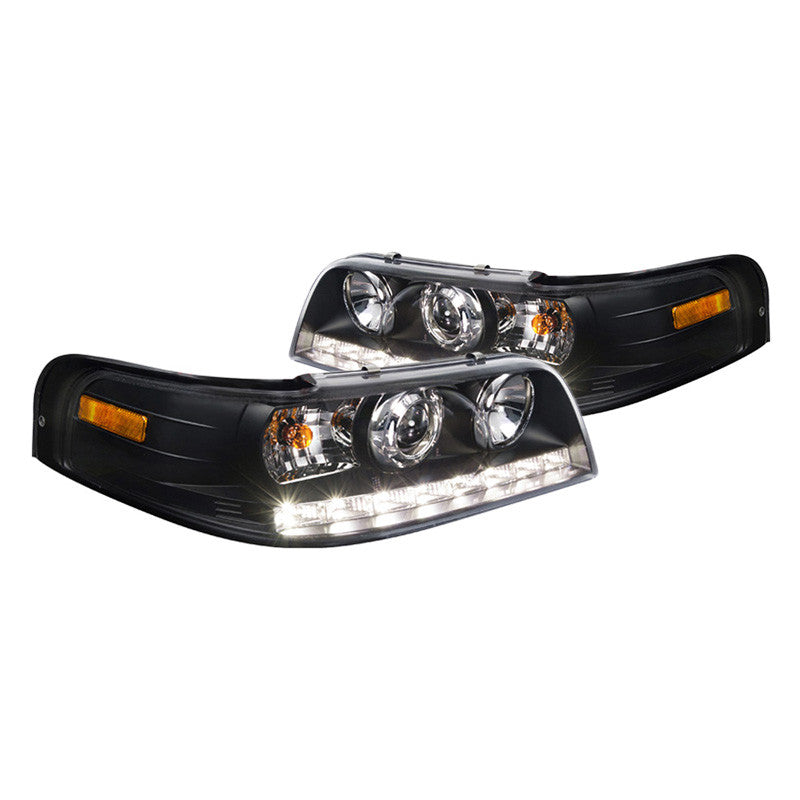 junyan Spec-D 98-11 Ford Crown Victoria 1Pc Proj. Black W LED Headlights 2lhp-vic98jm-tm