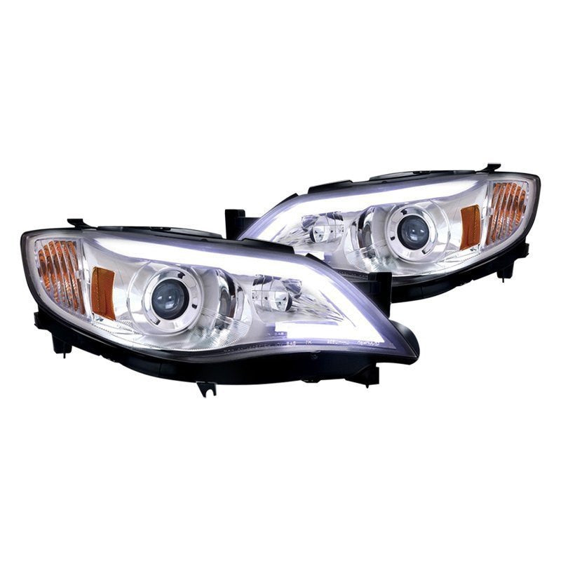 junyan Spec-D 08-14 Subaru Impreza Projector Chrome W LED DRL Strip Headlight