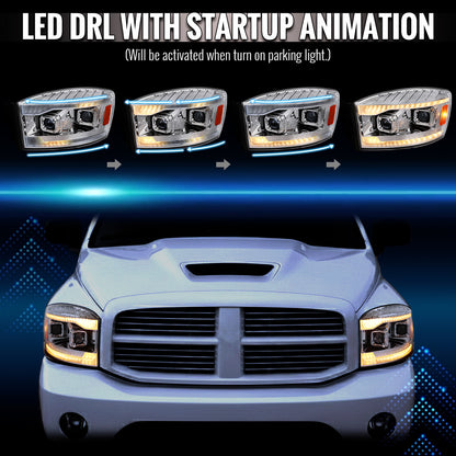 2006-2008 Ram 1500 Spec-D Projector Headlights LED DRL Sequential Turn