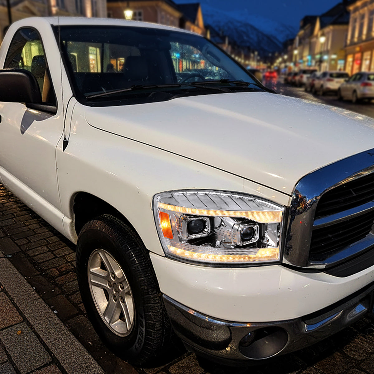 2006-2009 Ram Spec-D Projector Headlight Assembly LED DRL Bar Sequential