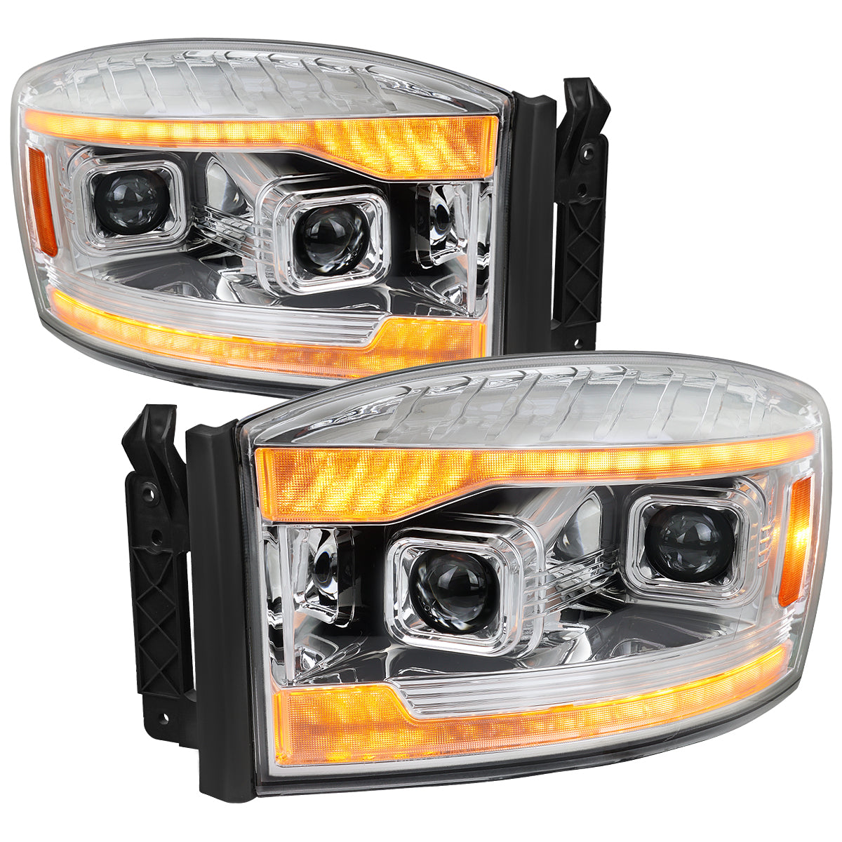 Spec-D 06-08 Dodge Ram 1500 06-09 Ram 2500 3500 Projector Led Headlight Chrome improve