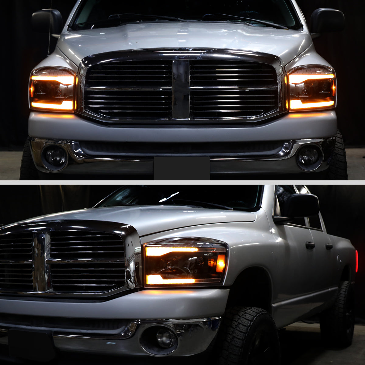 Spec-D 2006-2009 Ram Projector Headlights With LED DRL Bar Sequential Turn