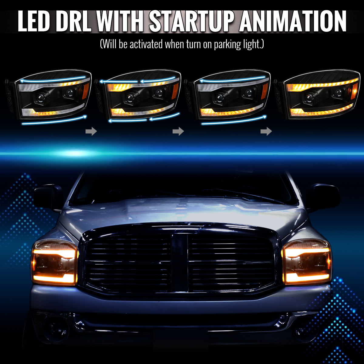 2006-2008 Ram 1500 Spec-D Projector Headlights With Sequential LED Turn