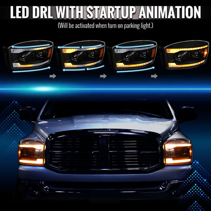 2006-2008 Ram 1500 Spec-D Projector Headlights With Sequential LED Turn