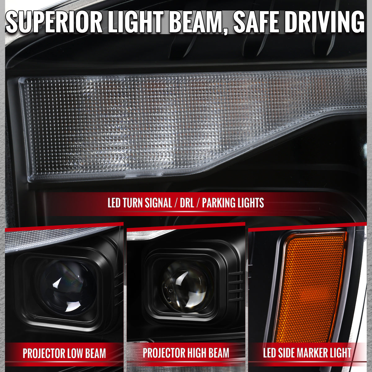 2006-2009 Ram 2500 3500 Spec-D Projector Headlights LED DRL Strip