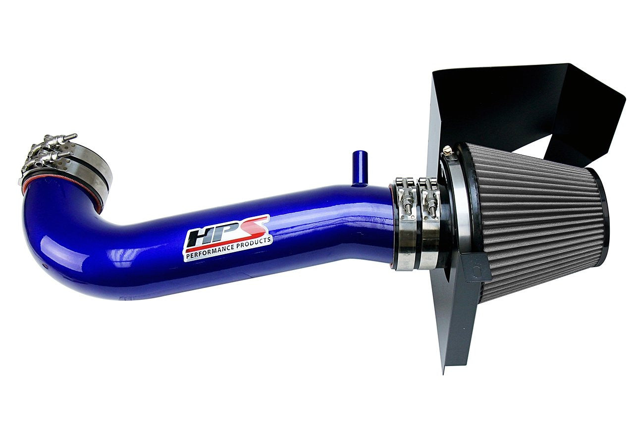 HPS Blue Short ram Air Intake Kit + Heat Shield Cool Short Ram 827-600BL