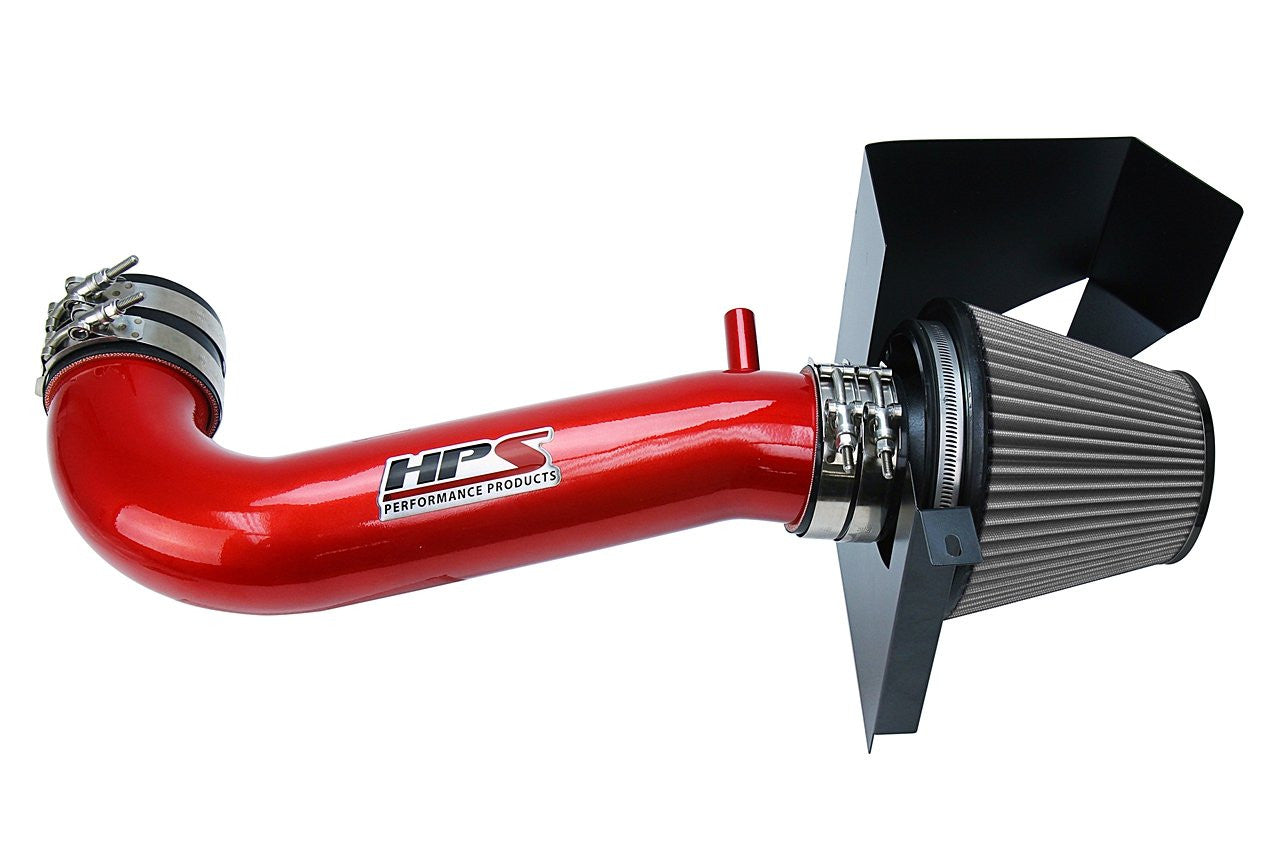 HPS Red Short ram Air Intake Kit + Heat Shield Cool Short Ram 827-600R