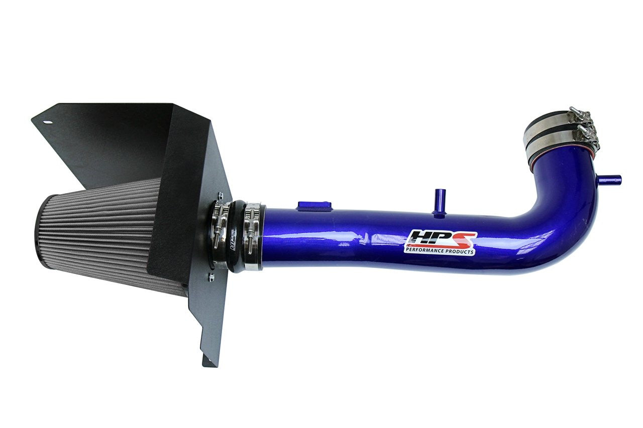 HPS Blue Cold Air Intake Kit Heat Shield Cool Ram 827-603BL-3