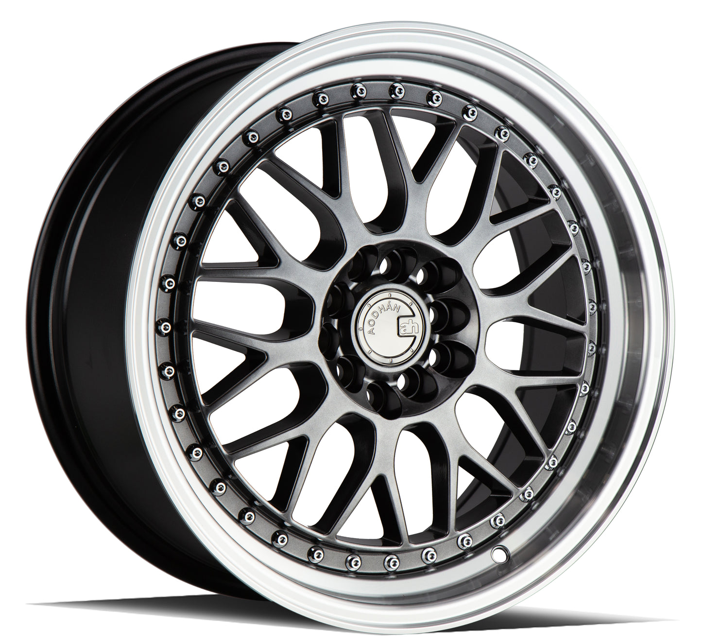 Aodhan AH02 17x8 wheel 5x114.3/100 Black w/ Machined Lip Deep Dish Rim