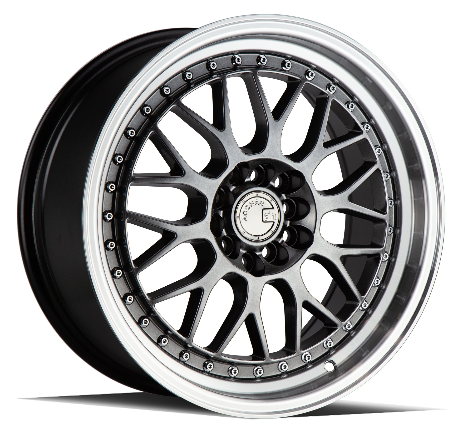 Aodhan AH02 17x8 wheel 5x114.3/100 Black w/ Machined Lip Deep Dish Rim