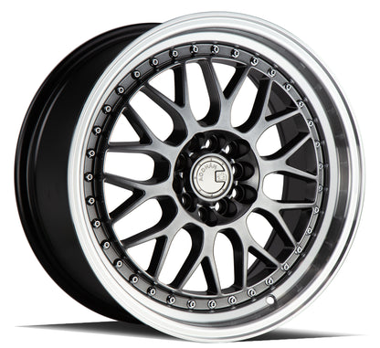 Aodhan AH02 17x8 wheel 5x114.3/100 Black w/ Machined Lip Deep Dish Rim
