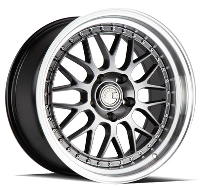 Aodhan AH02 18x9.5 wheel 5x100 Black w/ Machined Lip Deep Dish Rim