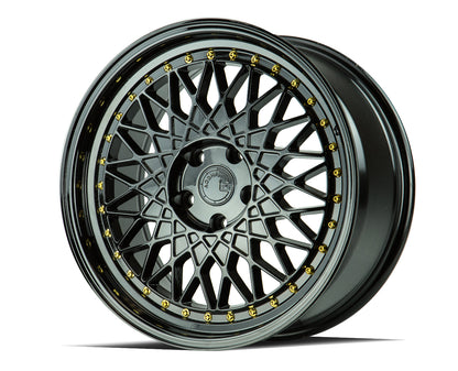 Aodhan AH05 18x8.5 wheel 5x4.5  Black old school mesh Hellaflushed Rim