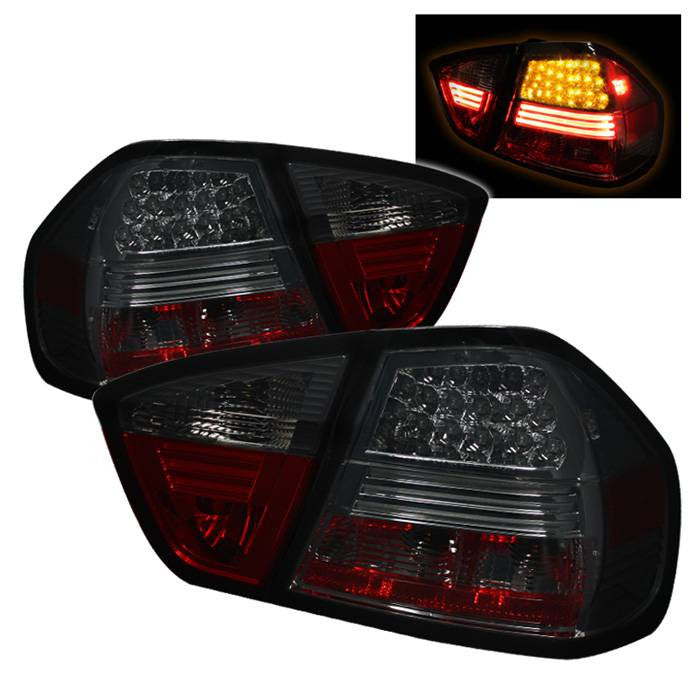 Spyder BMW 06-08 3-Series E90 4DR LED tail lights smoke