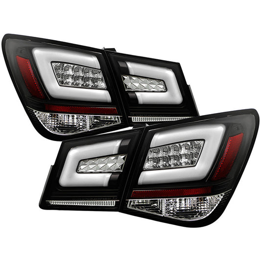 Spyder Chevy 11-15 Cruze LED bar tail lights red black ALT-YD-CCRZ11-LBLED-BK