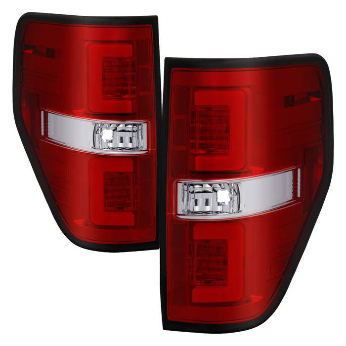 Spyder Ford 09-14 F150 V2 LED bar tail lights red clear