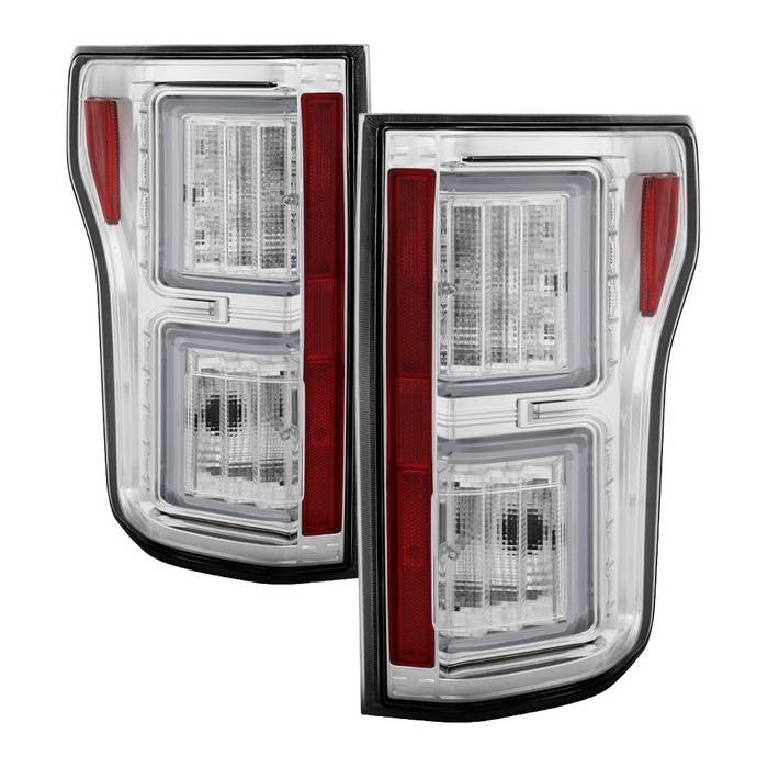 Spyder Ford 18-19 F150 LED bar tail lights chrome -non blind spot