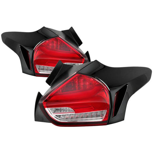 Spyder 15-17 Ford Focus 5DR hatchback seq Full LED tail lights red