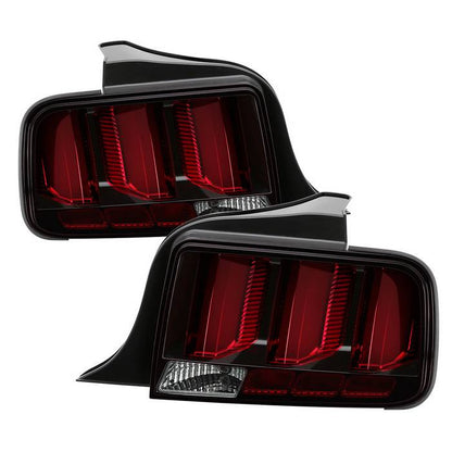 Spyder Ford 05-09 Mustang red LED bar tail lights black