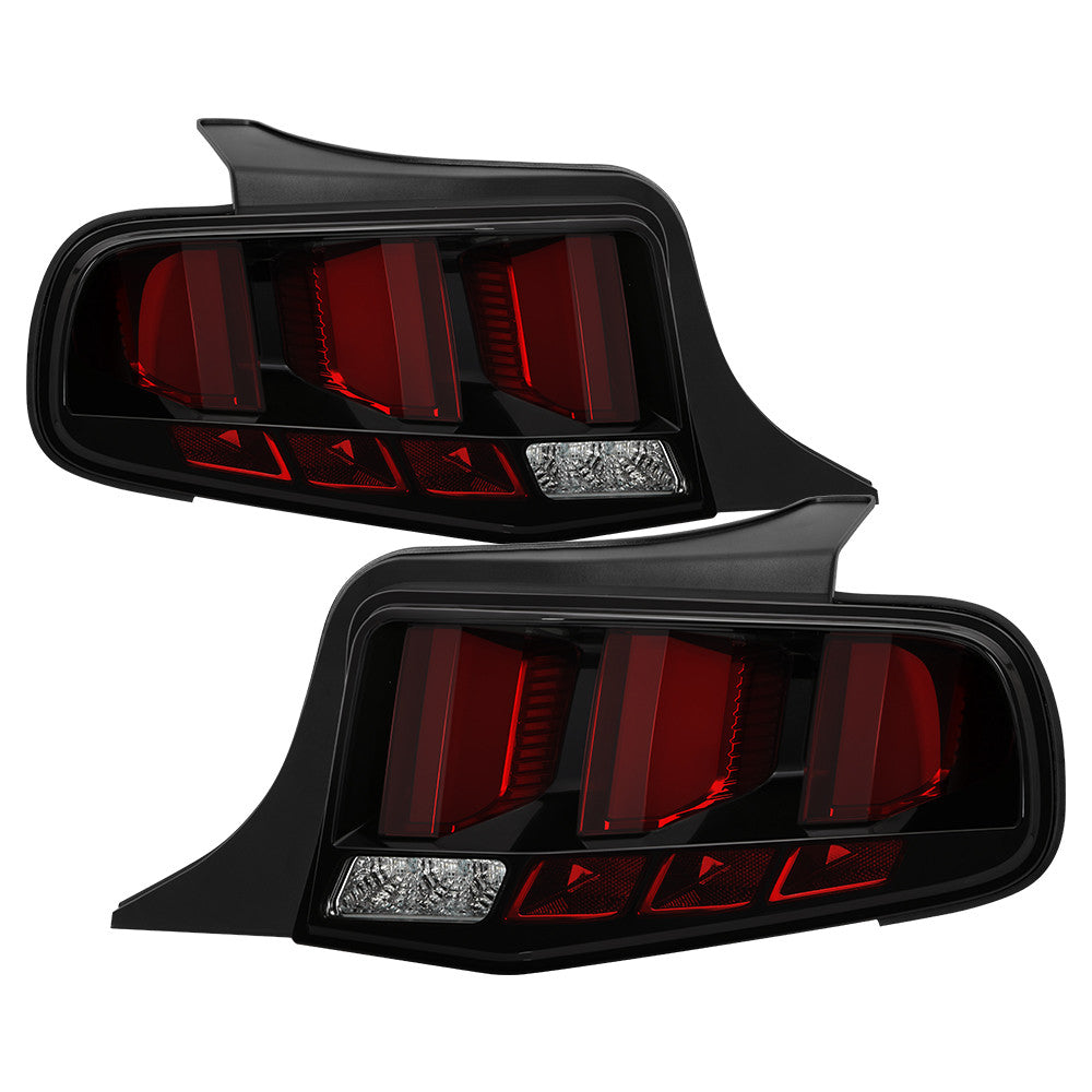 Spyder Ford 10-12 Mustang Red LED bar seq tail lights black