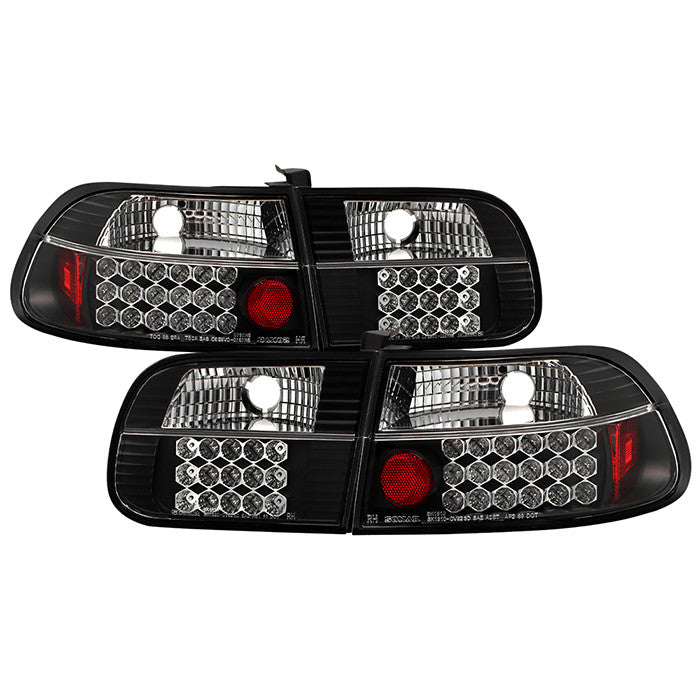 Spyder Honda 92-95 Civic hatch LED tail lights black