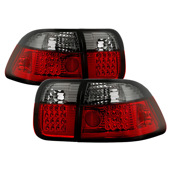 Spyder Honda 96-98 Civic 4DR LED tail lights red smoke