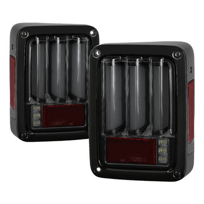 Spyder Jeep 07-18 Wrangler V2 LED bar seq tail lights smoke ALT-YD-JWA07V2-LBLED-BSM display