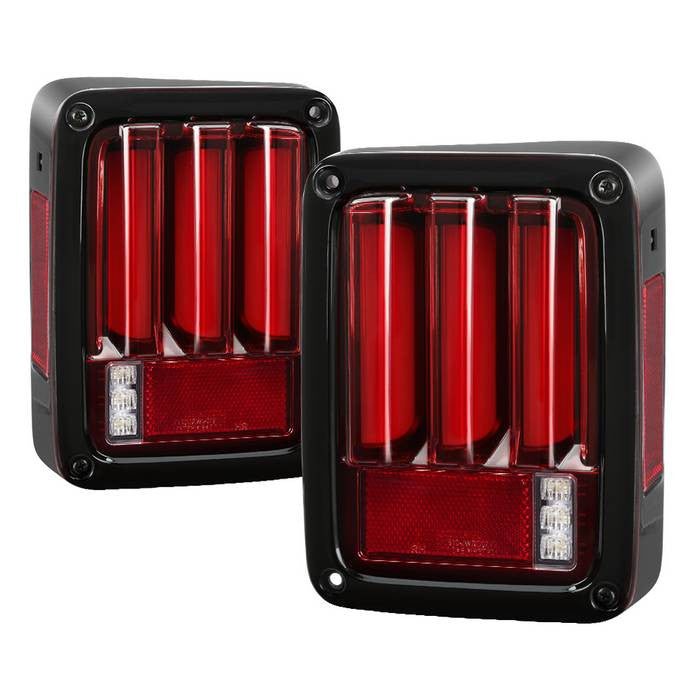 Spyder Jeep 07-18 Wrangler V2 LED bar seq tail lights red