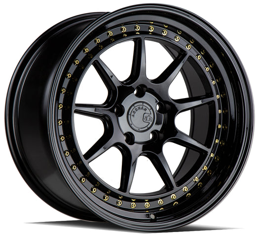Aodhan DS-X 19x9.5 5x114.3 ET15 Black /Gold Rivets Semi Forged Rim