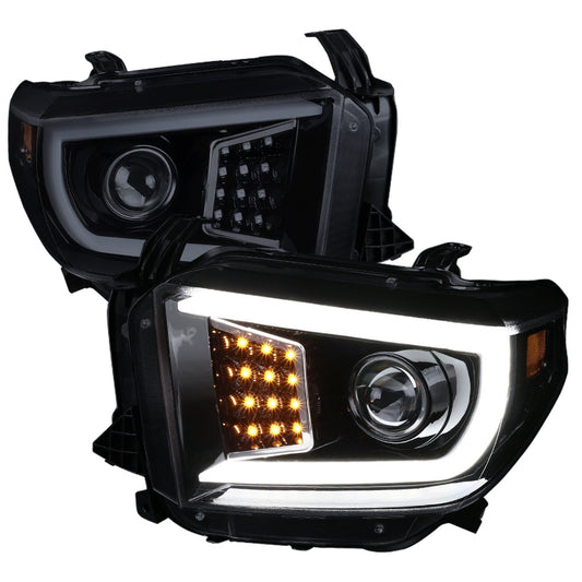 Spec-D 2014-2021 Tundra Projector Headlights Sequential LED Signal Black Smoked
