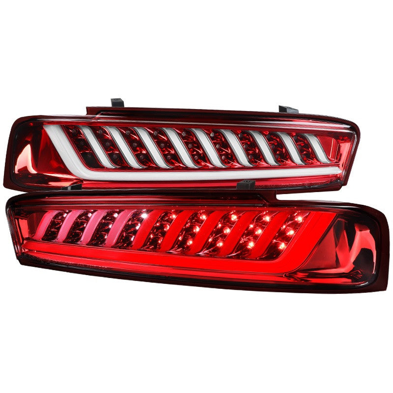 Spec-D 16-18 Chevrolet Camaro White LED Bar Tail Light- Red Housing
