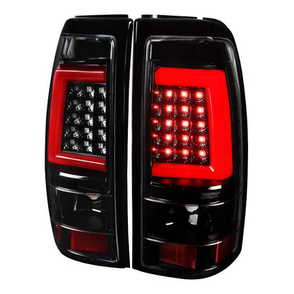 Spec-D 99-02 Chevrolet Silverado Led Bar Tail Lights Black Housing Clear Lens Red (LT-SIV99BKLED-G2-TM)