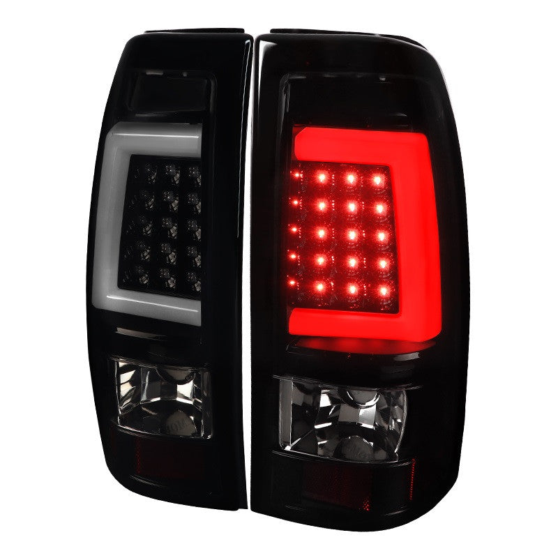 Spec-D 99-02 Chevrolet Silverado white LED Bar Tail Lights Smoked