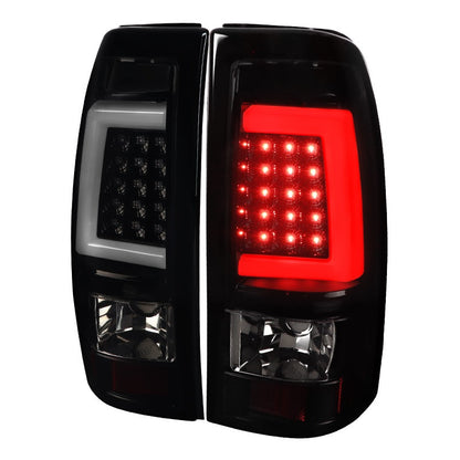 Spec-D 99-02 Chevrolet Silverado white LED Bar Tail Lights Smoked