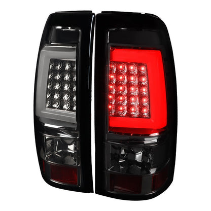 Spec-D 99-02 Chevrolet Silverado LED Bar Chrome Tail Lights Smoked